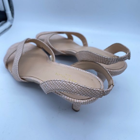 Ann Taylor Kitten Heel Strappy Sandals 8 M Pink Faux Snakeskin Dressy NEW Pastel - Picture 5 of 9